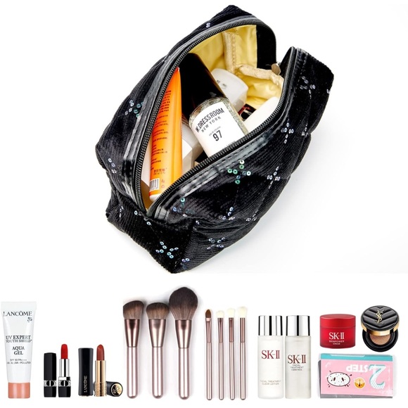 Cute black cosmetic ,pencil or travel bag - Picture 5 of 12